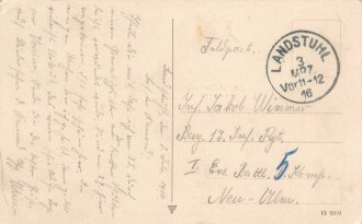 1. Weltkrieg, Ansichtskarte "Landstuhl-Pfalz...