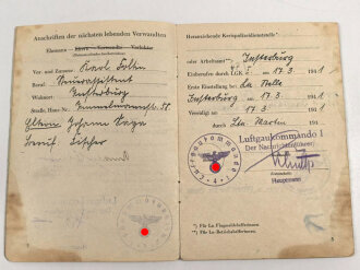 Personalausweis, einer Luftnachrichtenhelferin, ausgestellt in Königsberg