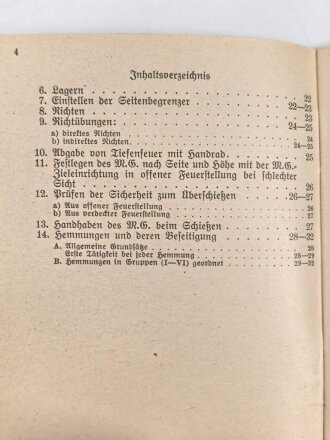 Das Kommandobuch, Band 3 "M.G. 34 Ausbildung der M.G.-Schützen am l. und f. M.G." datiert 1938, 32 Seiten, DIN A6,