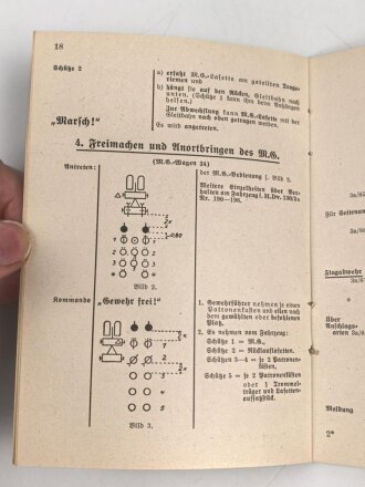 Das Kommandobuch, Band 3 "M.G. 34 Ausbildung der M.G.-Schützen am l. und f. M.G." datiert 1938, 32 Seiten, DIN A6,