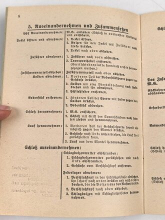 Das Kommandobuch, Band 3 "M.G. 34 Ausbildung der M.G.-Schützen am l. und f. M.G." datiert 1938, 32 Seiten, DIN A6,
