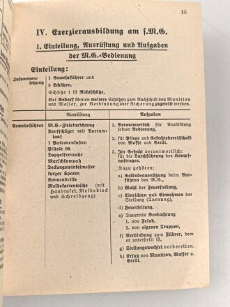 Das Kommandobuch, Band 3 "M.G. 34 Ausbildung der M.G.-Schützen am l. und f. M.G." datiert 1938, 32 Seiten, DIN A6,