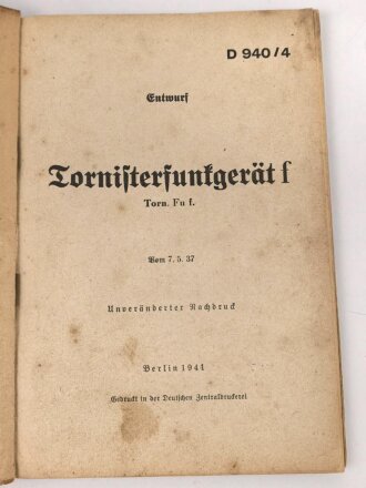 D 940/4 "Tornisterfunkgerät f - Torn. Fu...