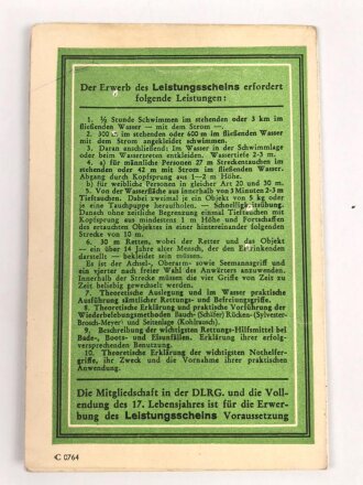 DLRG Grundschein einer Frau aus Berlin, dieser datiert 1941, mit Zeugnissen und Anschreiben