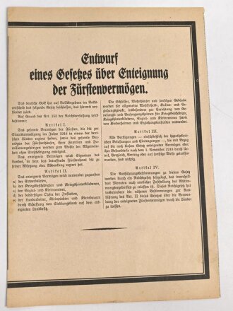 Weimarer Republik "Verordnung zur Durchführung...