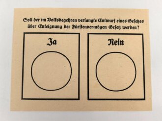 Weimarer Republik "Verordnung zur Durchführung eines Volksentscheids über die Enteignung der Fürstenvermögen" datiert 1926