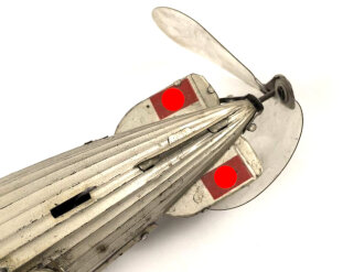 Luftschiff / Zeppelin " LZ 129 Hindenburg" als Kinderspielzeug aus Blech der Firma " Tippco"  Länge 29cm, Original Bemalt, die Luftschraube aus Zelluloid, Funktioniert einwandfrei. Ungereinigtes Stück