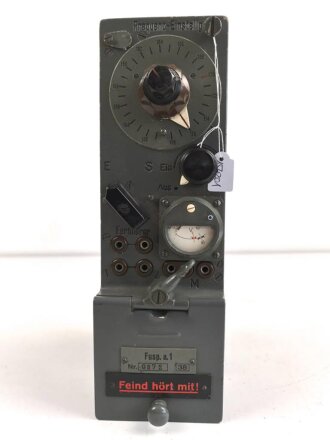 Funksprechgerät a1 " Fusp. a1" Wehrmacht, datiert 1938. Gerät Nummer 372. Extrem seltenes Stück