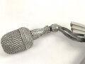 Borddolch Luftwaffe. Aluminiumausführung, die Sonnenräder vergoldet. Originale Griff und Scheidenbelederung, die Klinge von Eickhorn Solingen leicht fleckig, sonst sehr guter Zustand