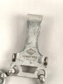 Borddolch Luftwaffe. Aluminiumausführung, die Sonnenräder vergoldet. Originale Griff und Scheidenbelederung, die Klinge von Eickhorn Solingen leicht fleckig, sonst sehr guter Zustand