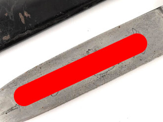Fahrtenmesser für Angehörige der Hitler Jugend.  Getragenes Stück mit Devise, Doppelhersteller Tiger Solingen . Griffraute wackelt leicht, Scheide Originallack