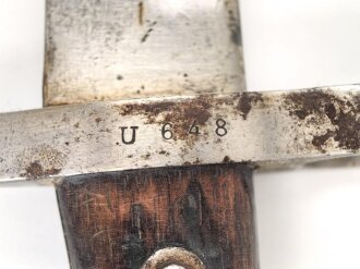 Österreich, Seitengewehr Kropatschek Modell 1886, Herstellermarke auf Klingenrücken Steyr 1886