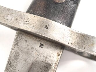 Österreich, Seitengewehr Kropatschek Modell 1886, Herstellermarke auf Klingenrücken Steyr 1886