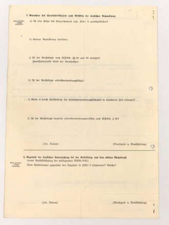 "Wehrdienstbeschädigungsliste" über einen Unteroffizier aus Nürnberg, datiert 1941, DIN A4