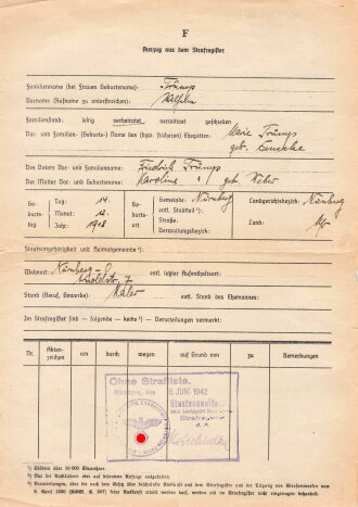 "Ersuchen um Auskunft aus dem Stratregister"...