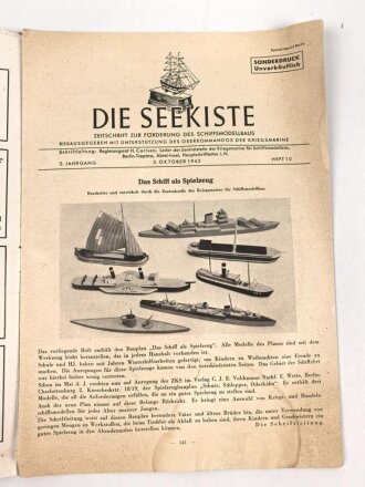 "Die Seekiste"- Zeitschrift zur Förderung des Schiffsmodellbaus Heft 10, 3. Jahrgang, 5. Oktober 1943