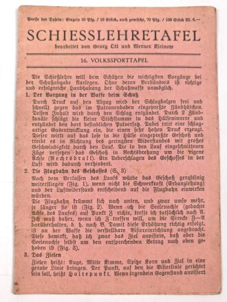 Schiesslehrtafel  "16. Volkssporttafel" DIN A6