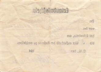 Erlaubnisschein um bis 3 Uhr außerhalb der Kaserne...