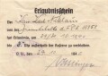 Erlaubnisschein um bis 3 Uhr außerhalb der Kaserne zu sein, datiert 1940, unter DIN A6