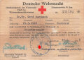 Personalausweis Rotes Kreuz/Oberkommando der Wehrmacht "Trageberechtigung Rot Kreuz Armbinde", datiert 1945