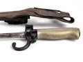 Frankreich, Epee Seitengewehr Modell 1886 Lebel, in Koppelschuh