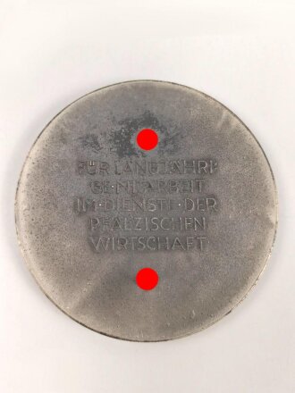 III.Reich, Medaille für langjährige Mitarbeit im Dienste der Pfälzischen Wirtschaft, Zink versilbert, Durchmesser 79 mm, im Etui
