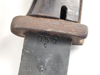 Seitengewehr M84/98 für k98 der Wehrmacht. Ungereinigtes Stück, im Koppelschuh