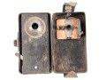 Taschenlampe Pertrix 678, schwarzer Originallack, blaue Vorschiebeblende, wohl für Luftschutz. Funktion nicht geprüft