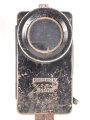 Taschenlampe Pertrix 678, schwarzer Originallack, blaue Vorschiebeblende, wohl für Luftschutz. Funktion nicht geprüft