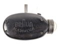 Dynamo Taschenlampe aus brauner Preßmasse. Hersteller "MANULUX" Defekt, WaA