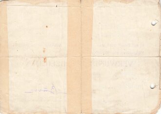 Verleihungsurlunde zum Verwundetenabzeichen in schwarz,...