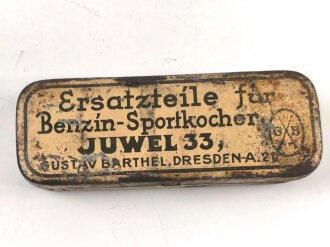Ersatzteilkästchen zum Benzinkocher " Juwel 33" Originallack, gefüllt
