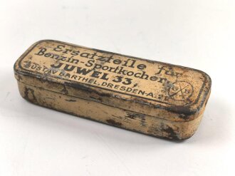 Ersatzteilkästchen zum Benzinkocher " Juwel 33" Originallack, gefüllt
