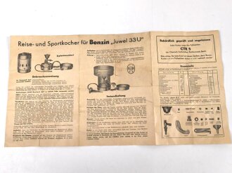 Dreiseitige Gebrauchsanweisung für Benzinkocher...