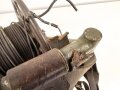 Rückentrage für schweres Feldkabel der Wehrmacht, norwegisch überlackiertes Stück,  die Kabelrommel datiert 1938