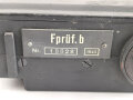 Frequenzprüfgerät b für Sender und Empfänger der Typen 10W.S.a,b,c/ 20W.S.b,c,d & Ukw.E.b1,c1,d1. Sehr guter Zustand, datiert 1943. Anbei die SteckverbindungIn Transportkasten in gutem Zustand, Originallack