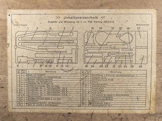 Transportkasten Wehrmacht " Zubehör und Werkzeug für " 2cm Flak Vierling 38 / 43 U" ungereinigtes Stück