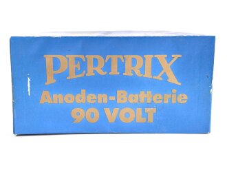 "PERTRIX" Anodenbatterie, einfache Atrappe aus Pappe, in der richtigen Größe