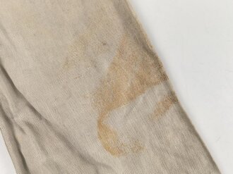 Heer, Drillichhose rohweiss, stark getragenes und repariertes Kammerstück von 1937