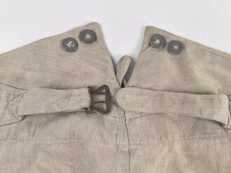 Heer, Drillichhose rohweiss, stark getragenes und repariertes Kammerstück von 1937