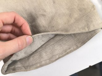 Heer, Drillichhose rohweiss, stark getragenes und repariertes Kammerstück von 1937