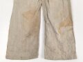 Heer, Drillichhose rohweiss, stark getragenes und repariertes Kammerstück von 1937