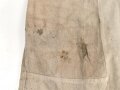 Heer, Drillichhose rohweiss, stark getragenes und repariertes Kammerstück von 1937