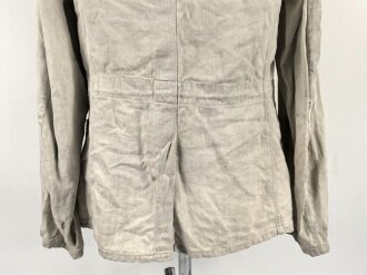 Heer, Drillichjacke rohweiss, stark getragenes Kammerstück