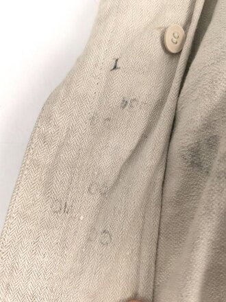 Heer, Drillichjacke rohweiss, stark getragenes Kammerstück