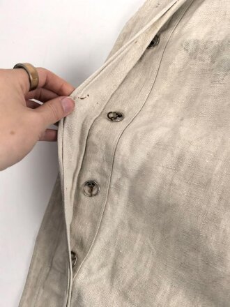 Heer, Drillichjacke rohweiss, stark getragenes Kammerstück