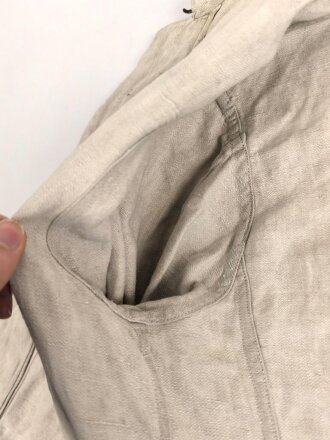 Heer, Drillichjacke rohweiss, stark getragenes Kammerstück