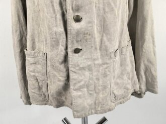 Heer, Drillichjacke rohweiss, stark getragenes Kammerstück