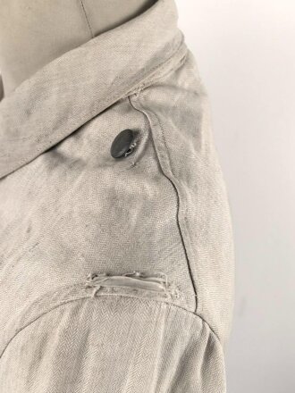 Heer, Drillichjacke rohweiss, stark getragenes Kammerstück