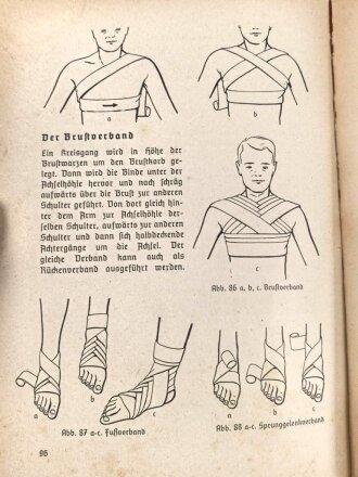 Ausbildungsvorschrift der Hitler-Jugend - Der Gesundheitsdienst der Hitler-Jugend" , datiert 1939, 182 Seiten, DIN A5, stark gebraucht